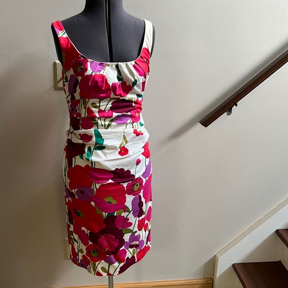 Suzy Chin Ruched Floral Print Bodycon Dress